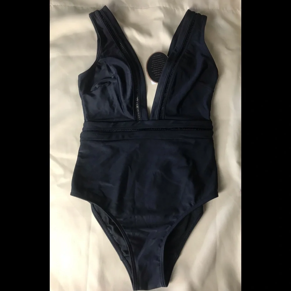 TED BAKER London Pointelle Deep V Plunge Swim